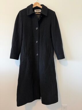 Kristen Blake Black Long Wool Trench Coat
